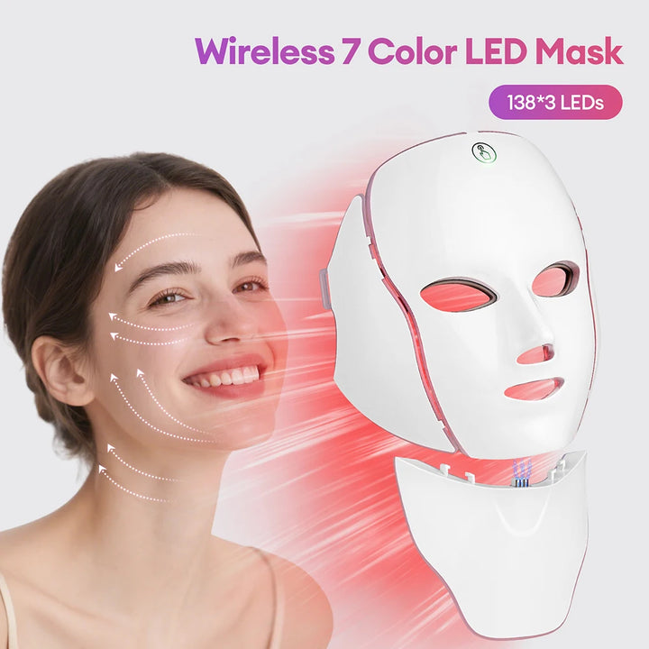 Newly Upgraded LED Face Mask with Neck Wireless