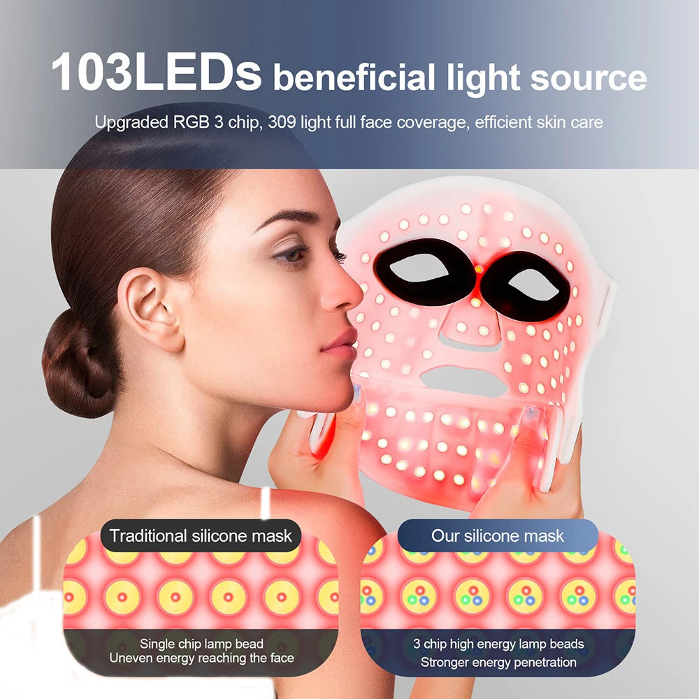 LED Silicone Mask Photon Beauty Mask Skin Tighten Repair Skin Flexible Facial Mask