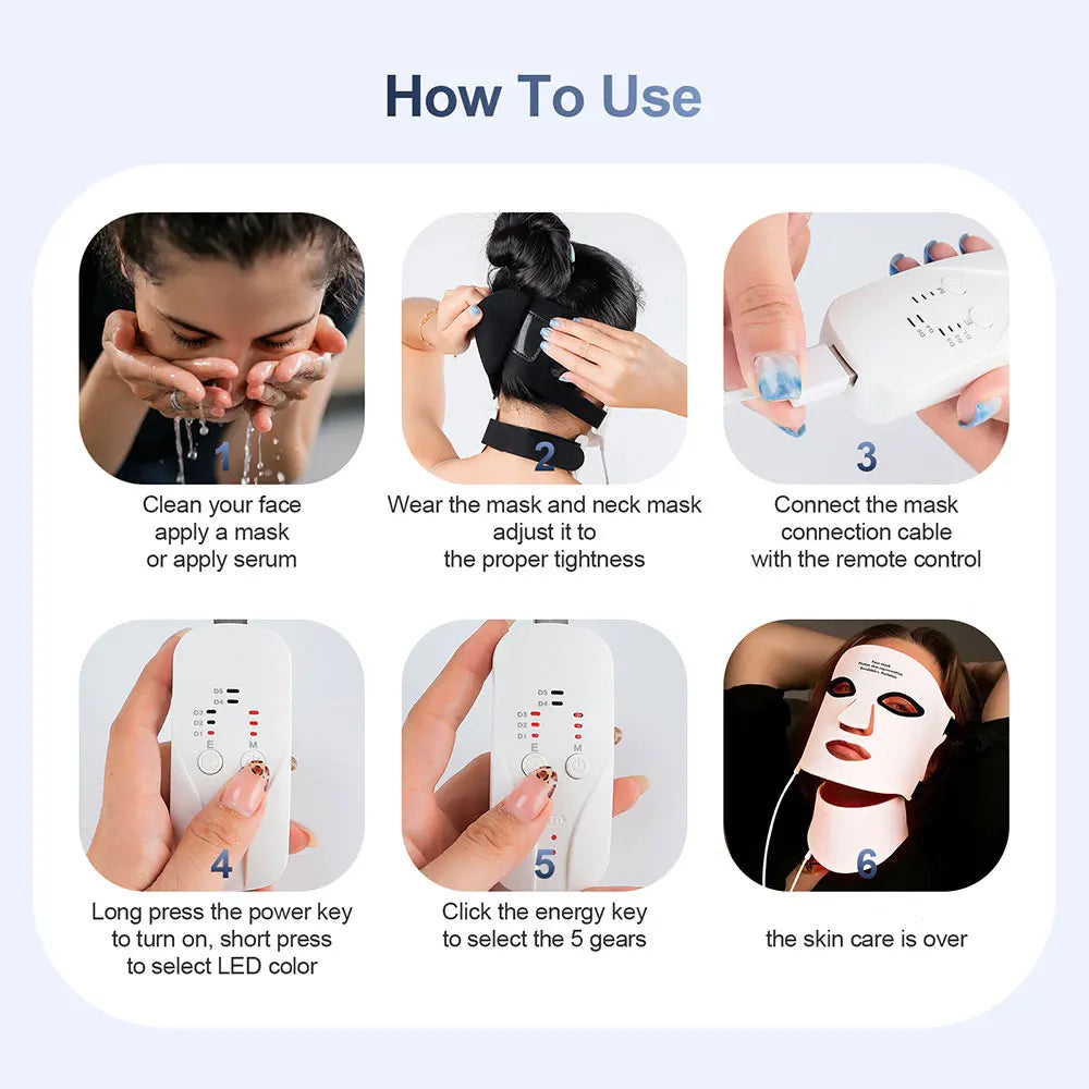 LED Silicone Mask Photon Beauty Mask Skin Tighten Repair Skin Flexible Facial Mask