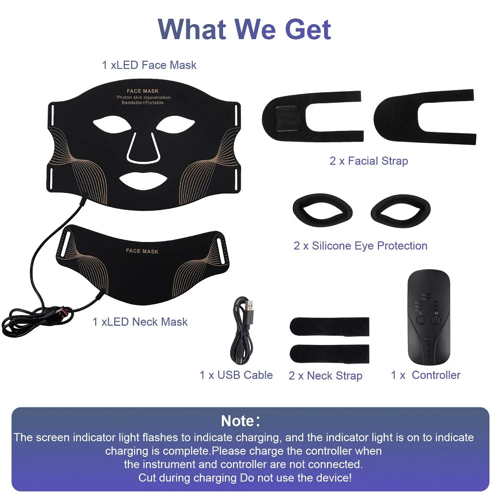 LED Silicone Mask Photon Beauty Mask Skin Tighten Repair Skin Flexible Facial Mask