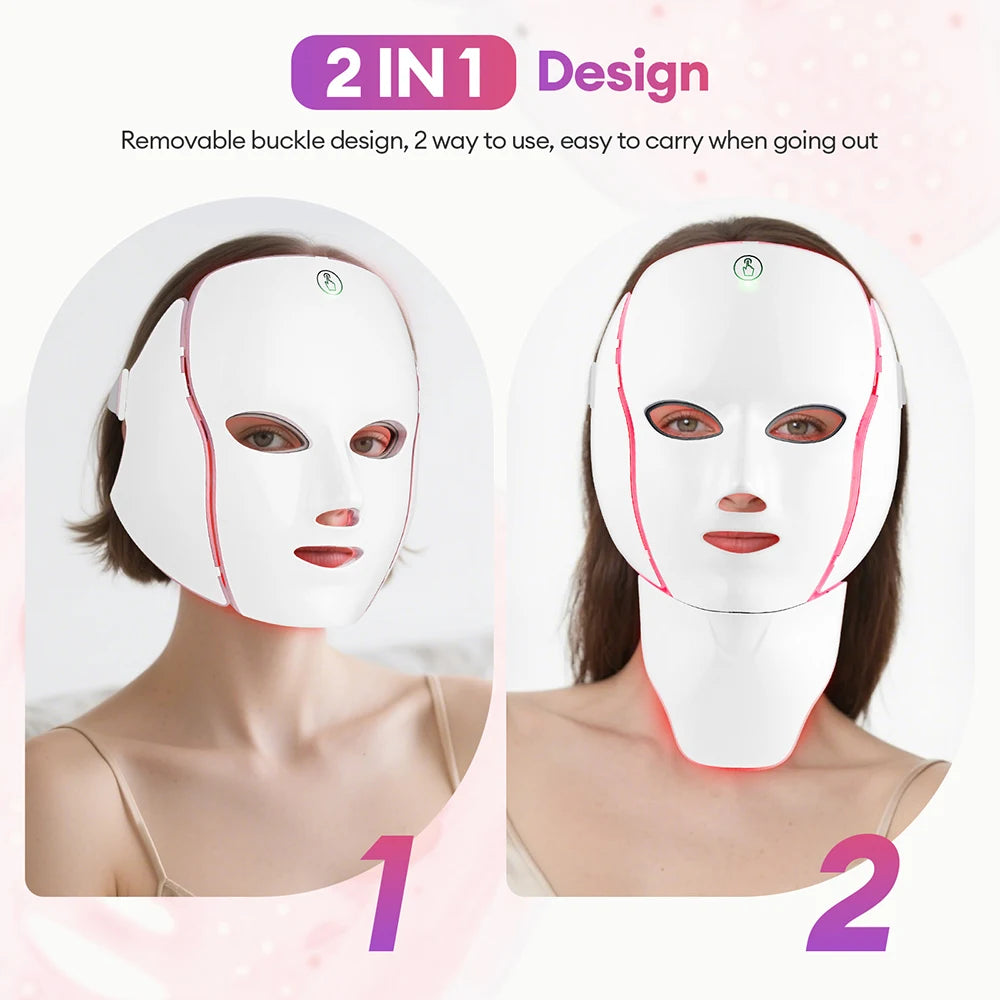 Newly Upgraded LED Face Mask with Neck Wireless