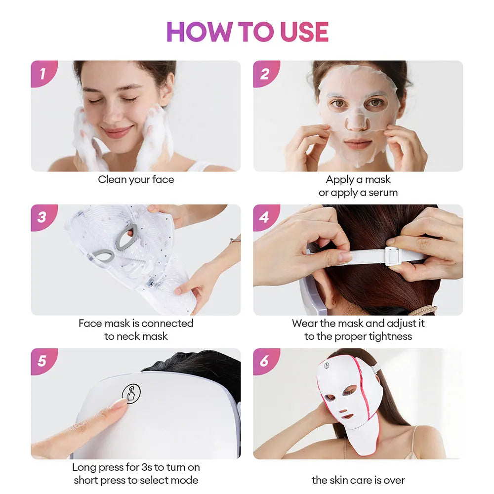 Newly Upgraded LED Face Mask with Neck Wireless