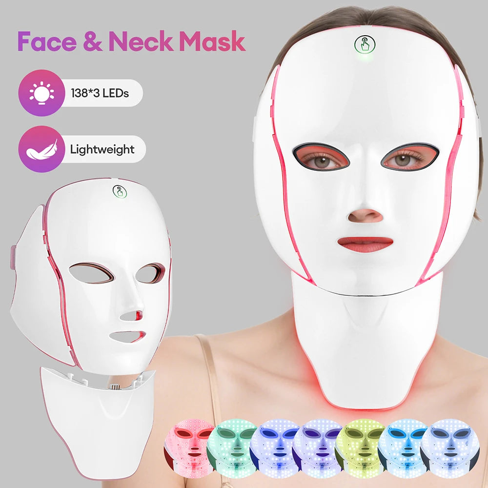 Newly Upgraded LED Face Mask with Neck Wireless