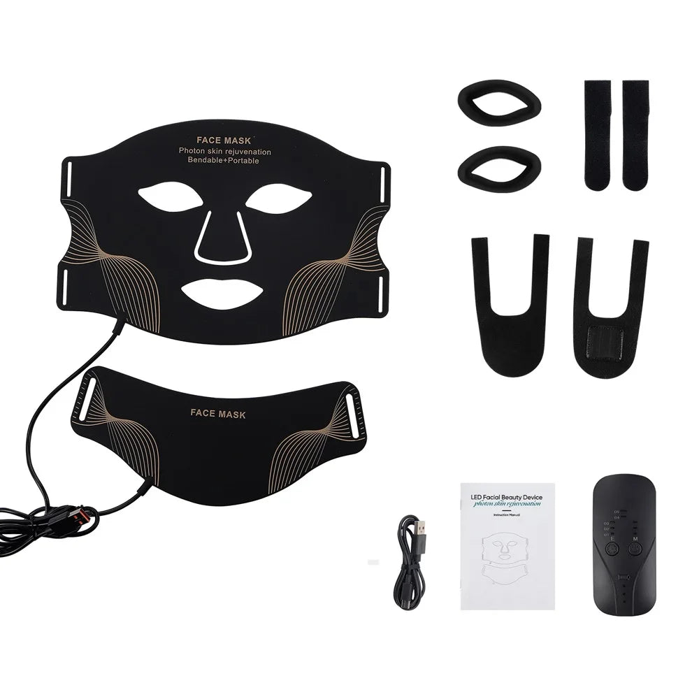 LED Silicone Mask Photon Beauty Mask Skin Tighten Repair Skin Flexible Facial Mask
