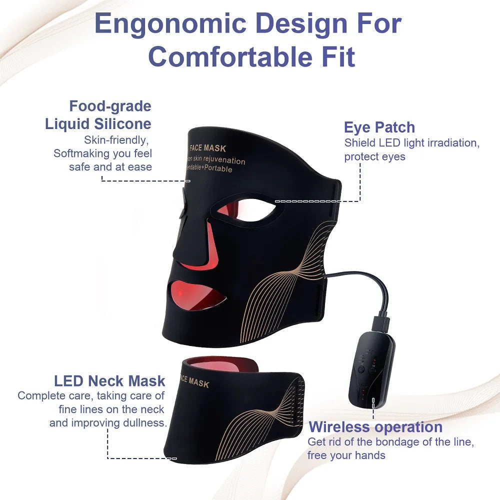 LED Silicone Mask Photon Beauty Mask Skin Tighten Repair Skin Flexible Facial Mask